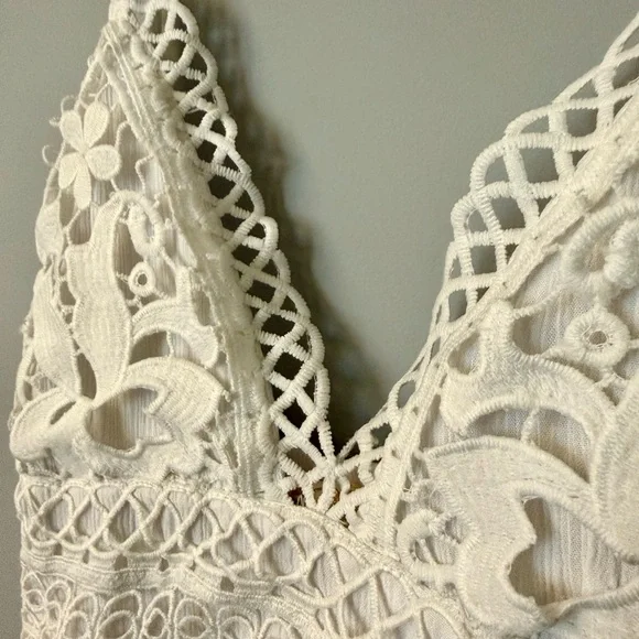 Rebellion Again Crochet Bodice Blue Floral Maxi Dress Festival Boho Country - Picture 3 of 8